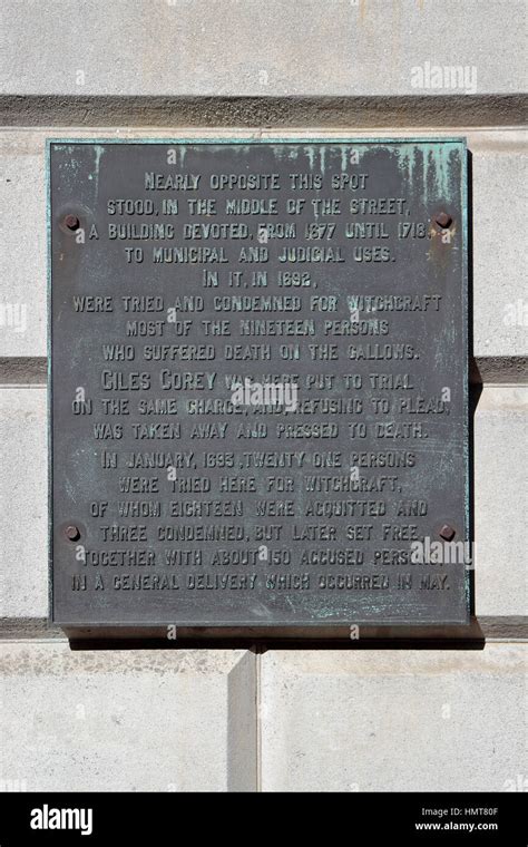 Salem witch trials memorial plaque